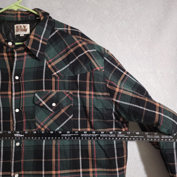 Ely Cattleman Mens Western Plaid Quilted Flannel Shacket Snap Button Size XXL - Picture 3 of 10